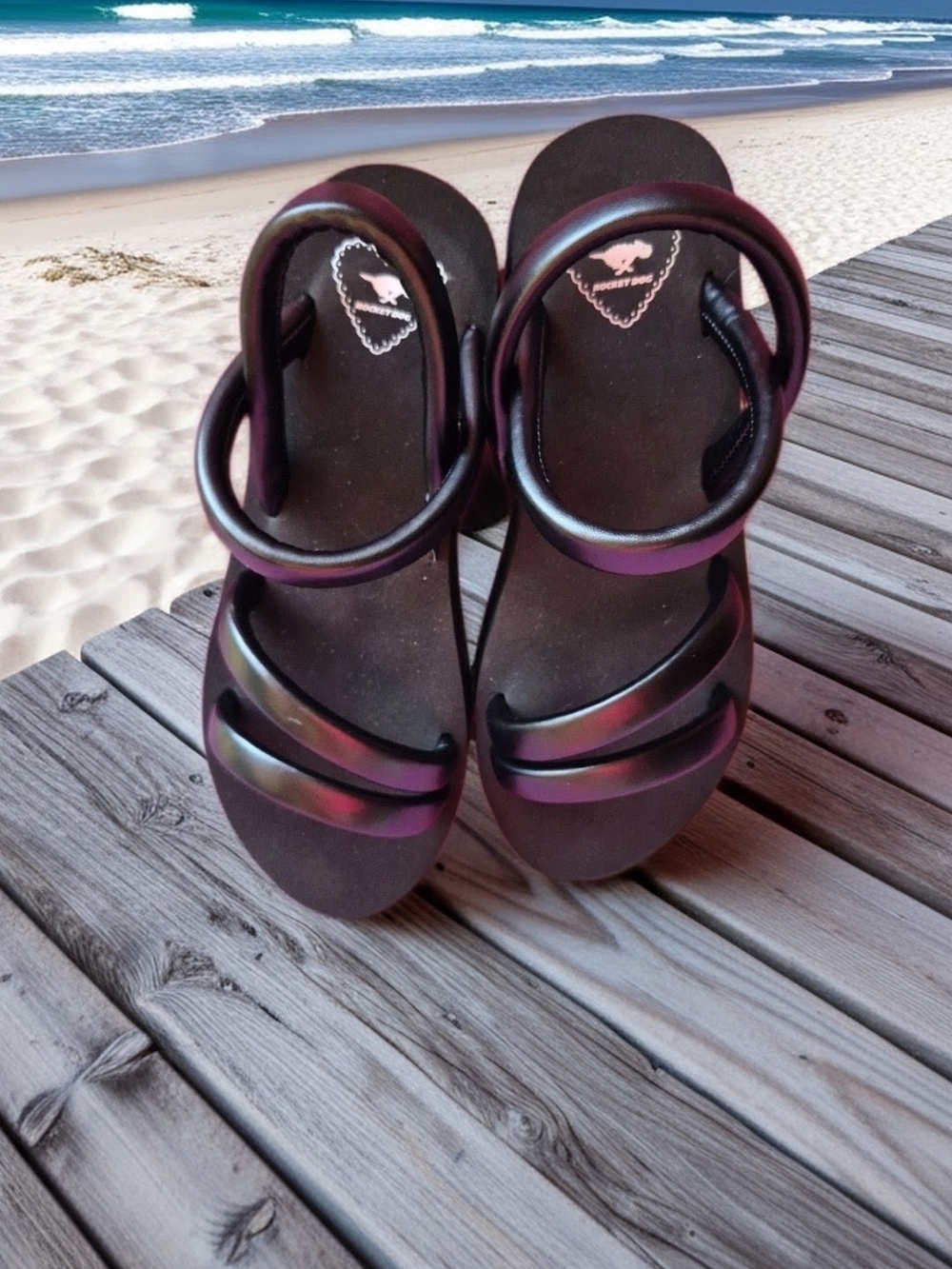 Black Strappy Women's Sandals with Circular Ankle Loop